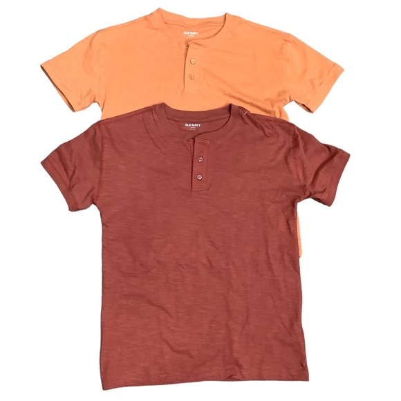 2 Old Navy Boy’s Large 10 - 12 Henley Jersey Shirt Top Crewneck Short Sleeve New - Picture 1 of 8